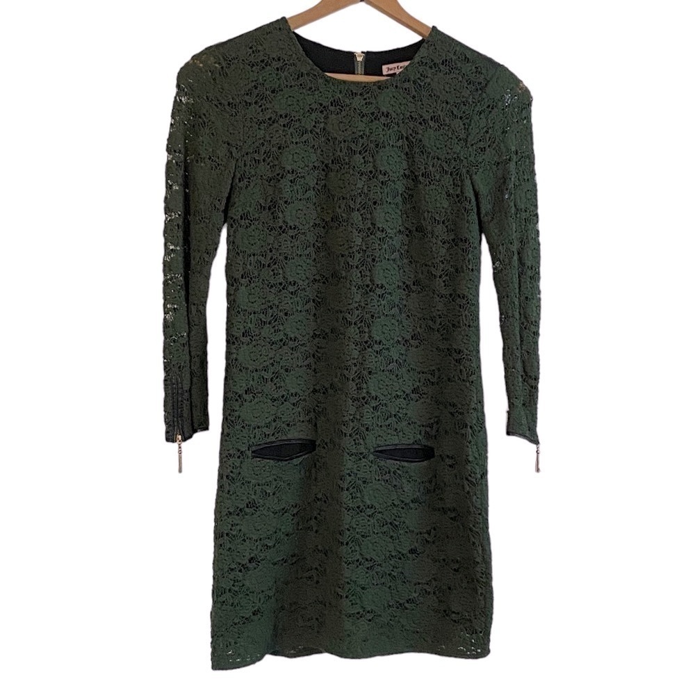 Juicy Couture Green Long Sleeve Lace Dress Size Small